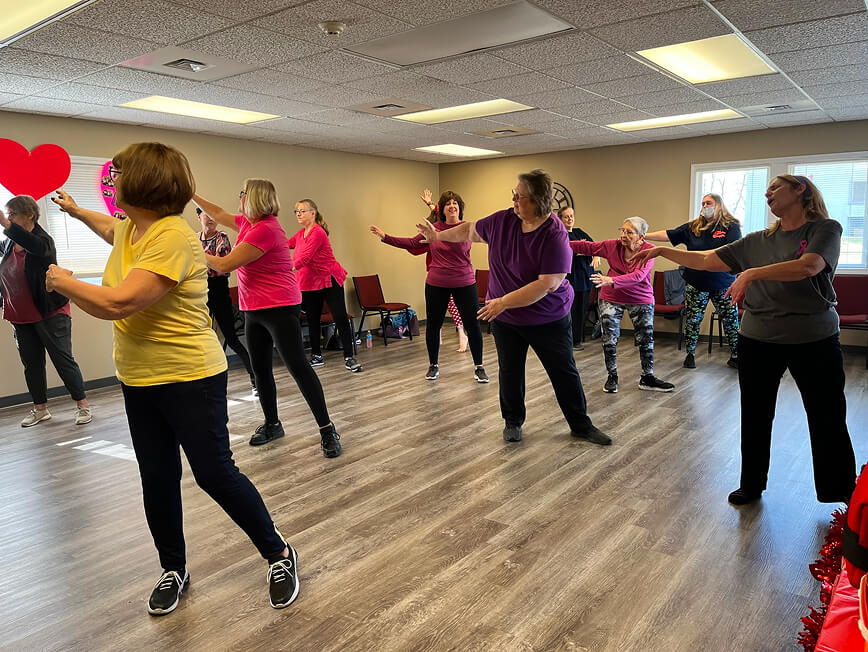 A group of people exercising together